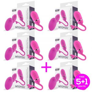 Pack 5+1 Odise Huevo Vibrador con Control Remoto USB Silicona Rosa