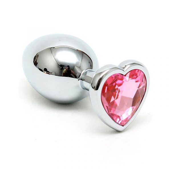 Plug Anal Acero Inox Cristal Corazón Rosa