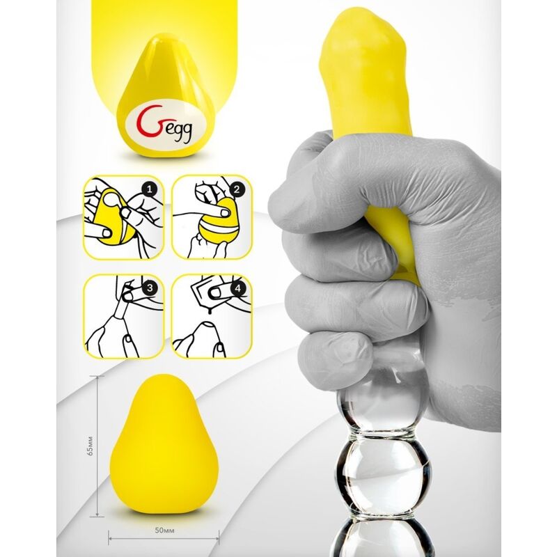 G-VIBE - HUEVO MASTURBADOR TEXTURADO REUTILIZABLE AMARILLO - Imagen 4