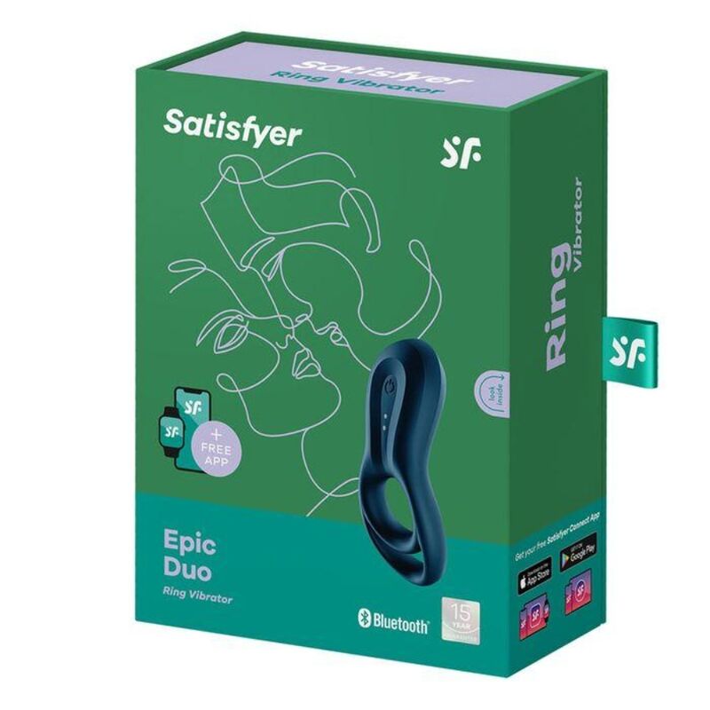 SATISFYER - EPIC DUO ANILLO VIBRADOR APP AZUL - Imagen 3