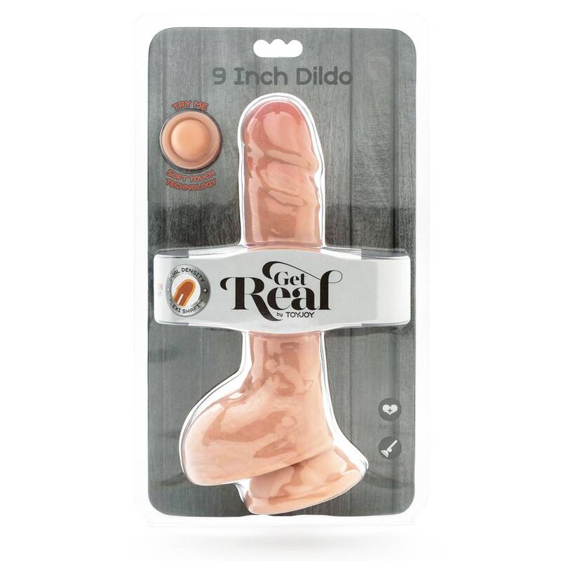 GET REAL - DUAL DENSITY DILDO 25,5 CM CON TESTÍCULOS NATURAL - Imagen 3