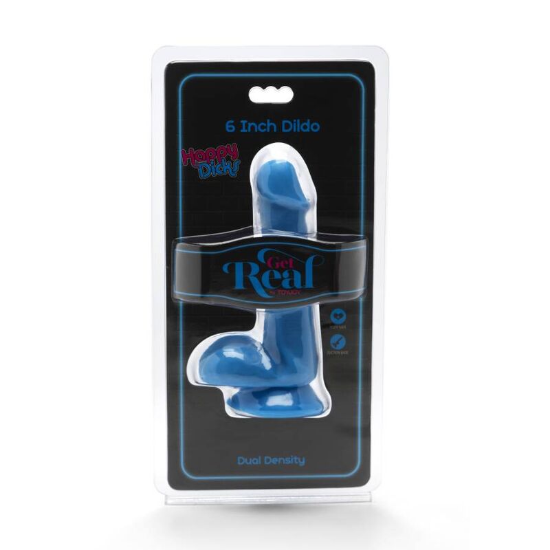 GET REAL - HAPPY DICKS DILDO 12 CM CON TESTÍCULOS AZUL - Imagen 2