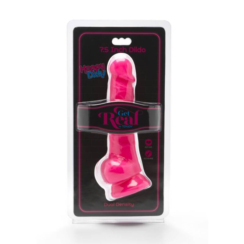 GET REAL - HAPPY DICKS 19 CM CON TESTÍCULOS ROSA - Imagen 2