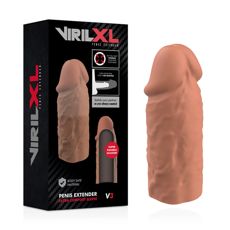 VIRILXL - EXTENSIÓN DE PENE LIQUID SILICONE V3 MARRÓN - Imagen 2
