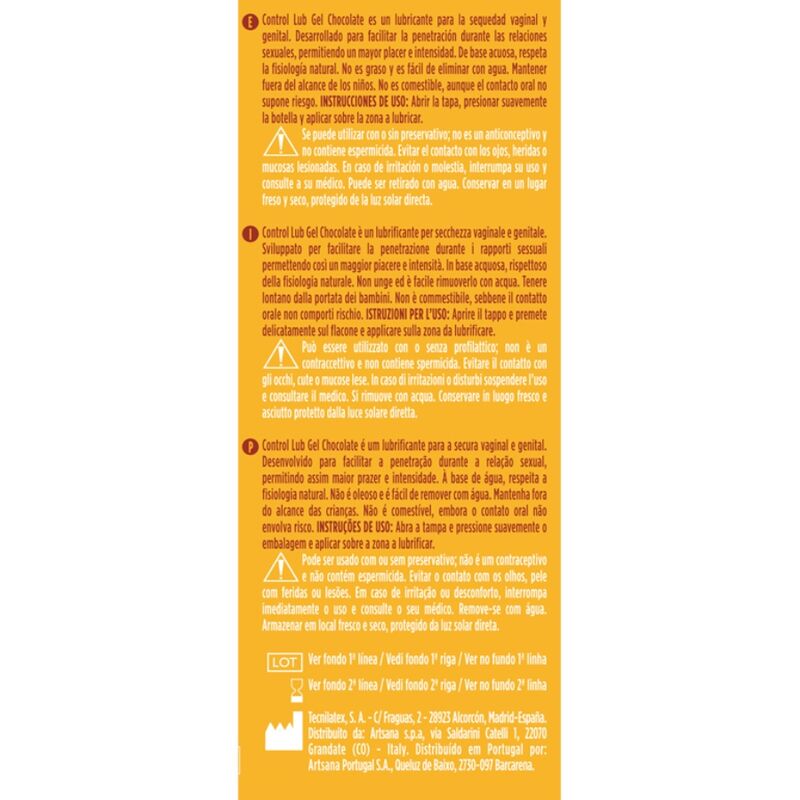 CONTROL - LUB GEL LUBRICANTE CHOCOLATE 75 ML - Imagen 2