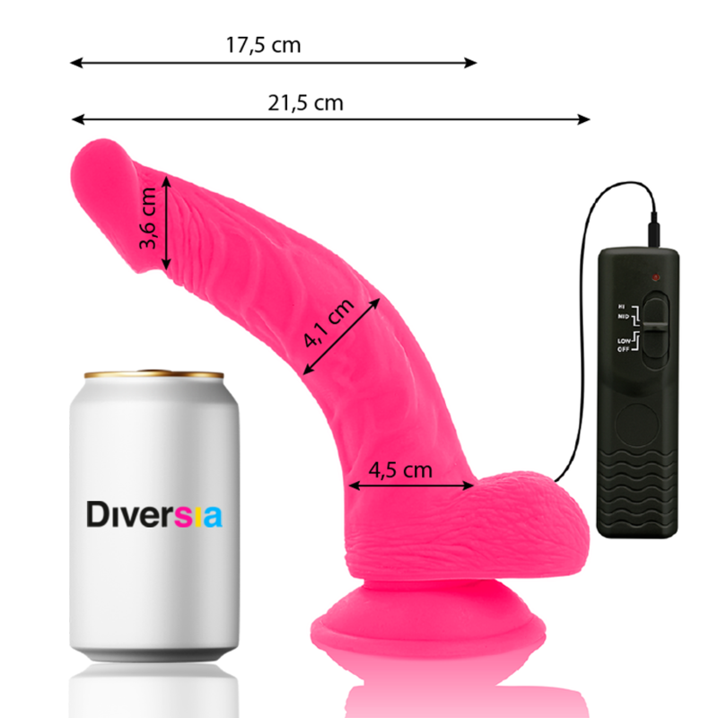 DIVERSIA - DILDO REALÍSTICO FLEXIBLE CON VIBRACIÓN ROSA 21.5 CM -O- 4.5 CM - Imagen 2