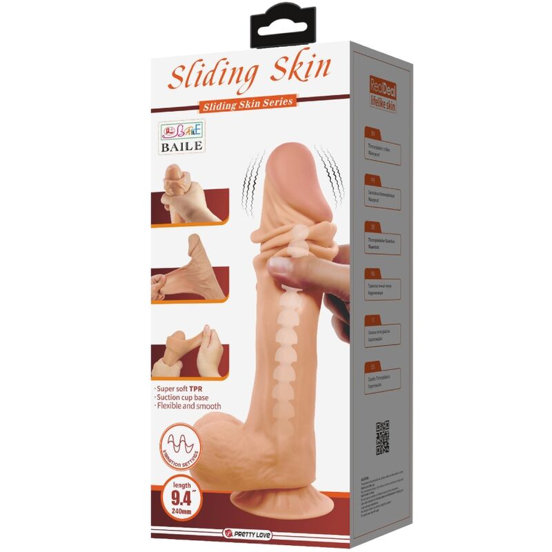 PRETTY LOVE - SLIDING SKIN SERIES DILDO REALÍSTICO CON VENTOSA PIEL DESLIZANTE CONTROL REMOTO NATURAL 24 CM - Imagen 2