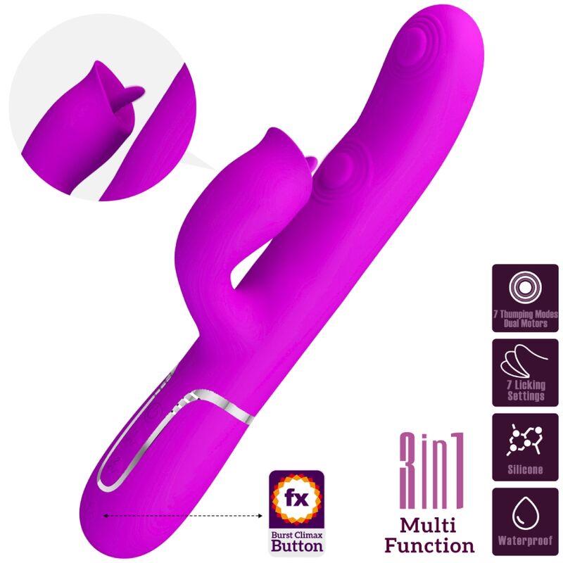 PRETTY LOVE - VIBRADOR RABBIT CON LICKING FUCSIA - Imagen 3