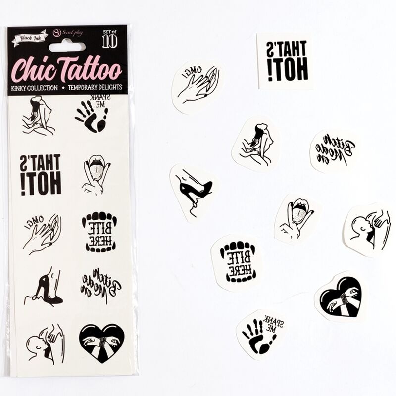 SECRET PLAY - SET DE 10 TATTOOS TEMPORALES KINKY COLLECTION - Imagen 2