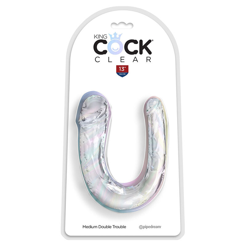 KING COCK - DOUBLE TROUBLE DILDO DOBLE 33 CM TRANSPARENTE - Imagen 2
