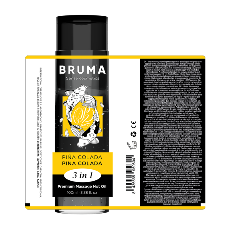 BRUMA - ACEITE DE MASAJE PREMIUM EFECTO CALOR SABOR PIÑA COLADA 3 EN 1 - 100 ML - Imagen 5