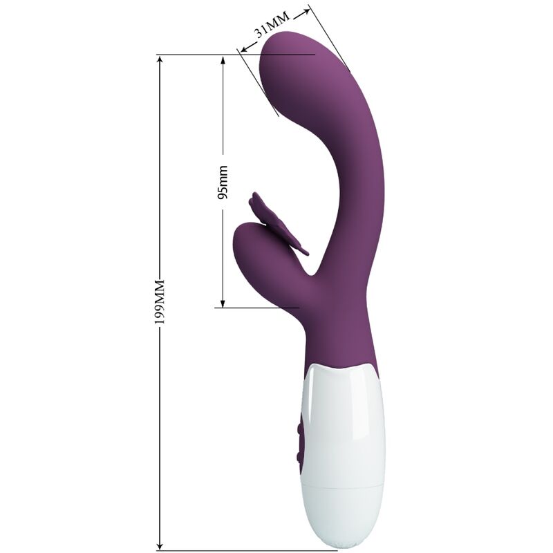 PRETTY LOVE - BUTTERFLY KISS VIBRADOR RABBIT ESTIMULADOR PUNTO G MORADO - Imagen 3