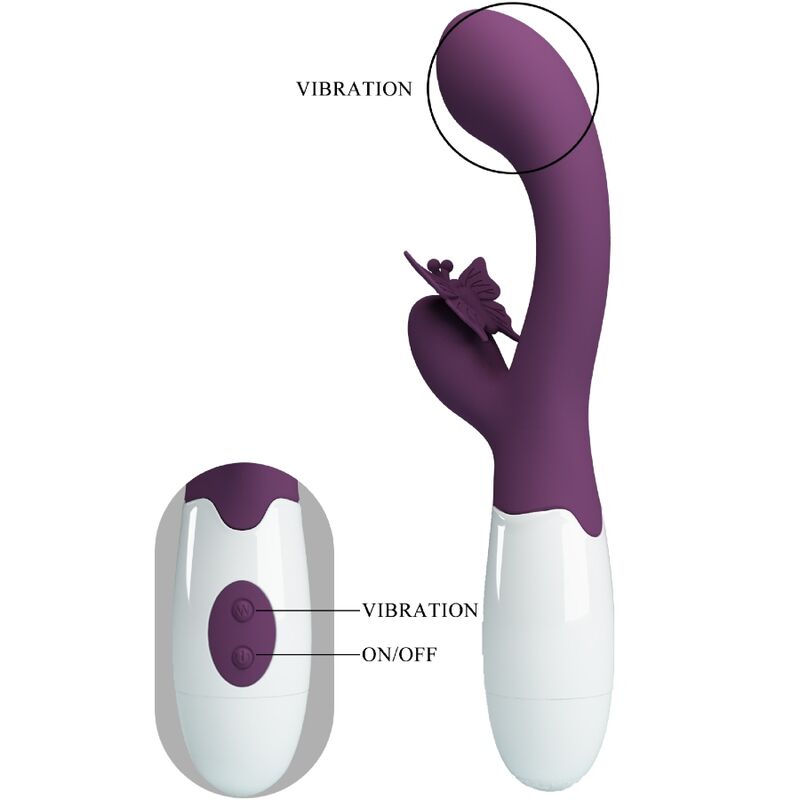 PRETTY LOVE - BUTTERFLY KISS VIBRADOR RABBIT ESTIMULADOR PUNTO G MORADO - Imagen 4