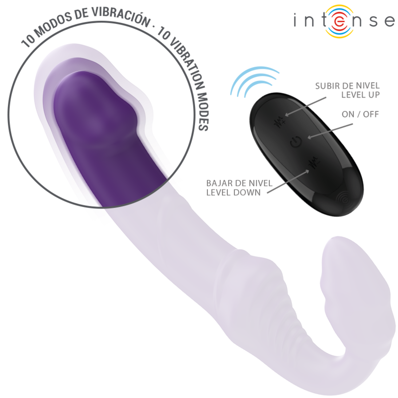 INTENSE - JILL VIBRADOR DOBLE 20 CM VIOLETA CONTROL REMOTO - Imagen 5