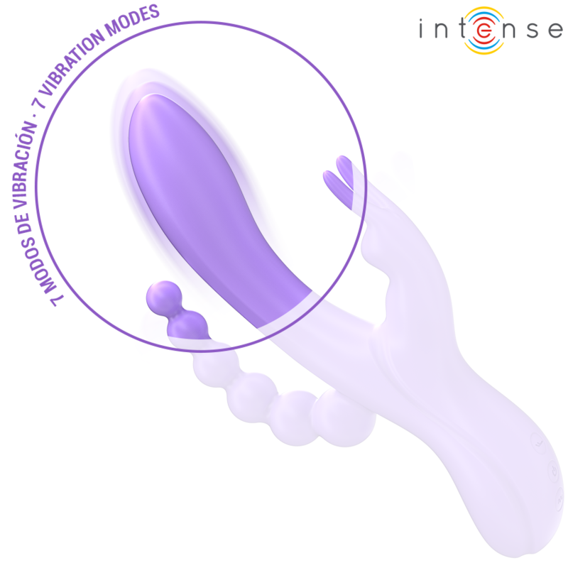 INTENSE - MIKO TRIPLE VIBRADOR RABBIT ESTIMULADOR ANAL 7 VIBRACIONES MORADO - Imagen 5