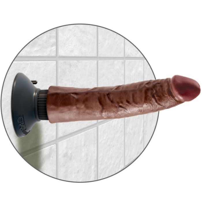 KING COCK - DILDO VIBRADOR MARRÓN 17.78 CM - Imagen 5