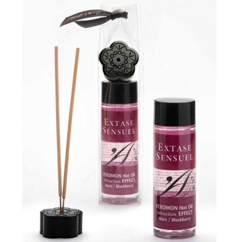 EXTASE SENSUAL - ACEITE MASAJE EFECTO CALOR CON FEROMONAS MORA 100 ML - Imagen 2