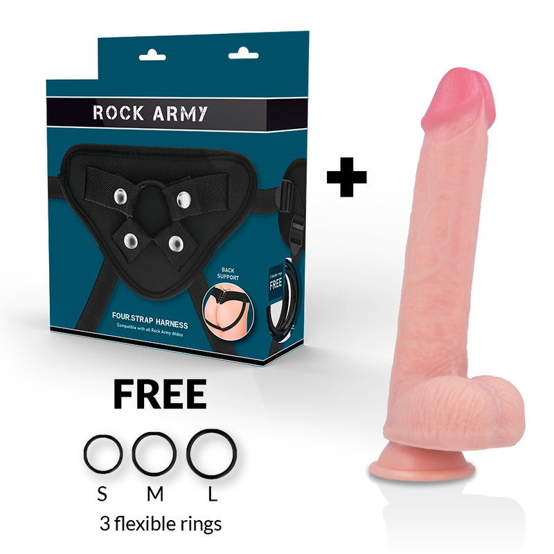 ROCKARMY - ARNÉS + LIQUID SILICONE DILDO PREMIUM KINGCOBRA 24 CM -O- 4.77 CM - Imagen 2
