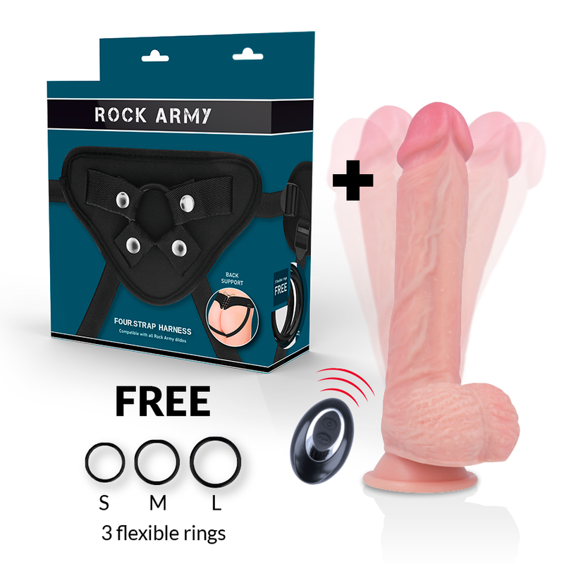 ROCKARMY - ARNÉS + LIQUID SILICONE VIBRADOR CONTROL REMOTO PREMIUM APACHE 20.5 CM -O- 4.62 CM - Imagen 2